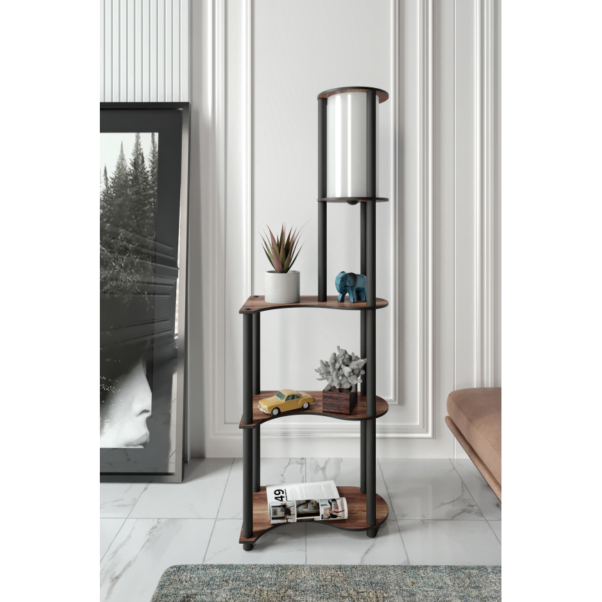 Golvlampa med hyllor 1xE27/40W/230V 140 cm svart/brun