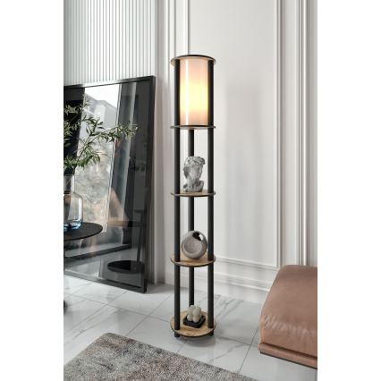 Golvlampa med hyllor 1xE27/40W/230V 150 cm svart/brun