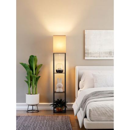 Golvlampa med hyllor 1xE27/40W/230V svart/vit