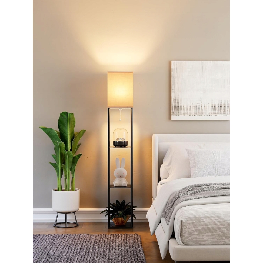 Golvlampa med hyllor 1xE27/40W/230V svart/vit