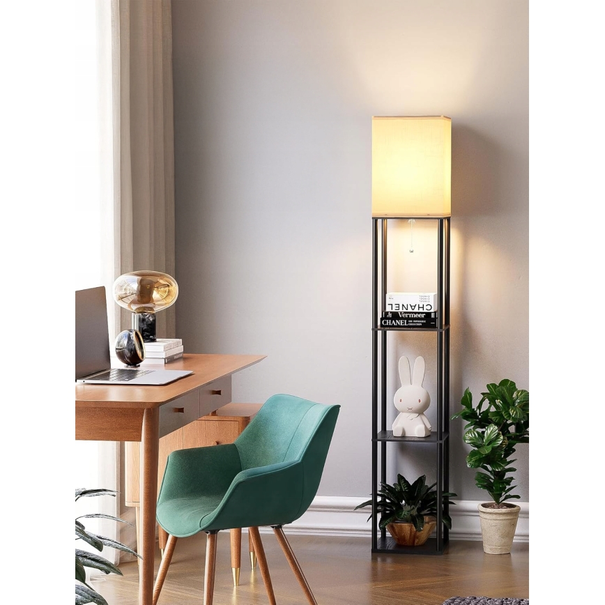 Golvlampa med hyllor 1xE27/40W/230V svart/vit