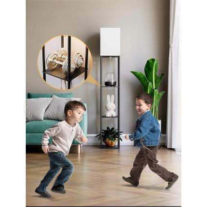 Golvlampa med hyllor 1xE27/40W/230V svart/vit
