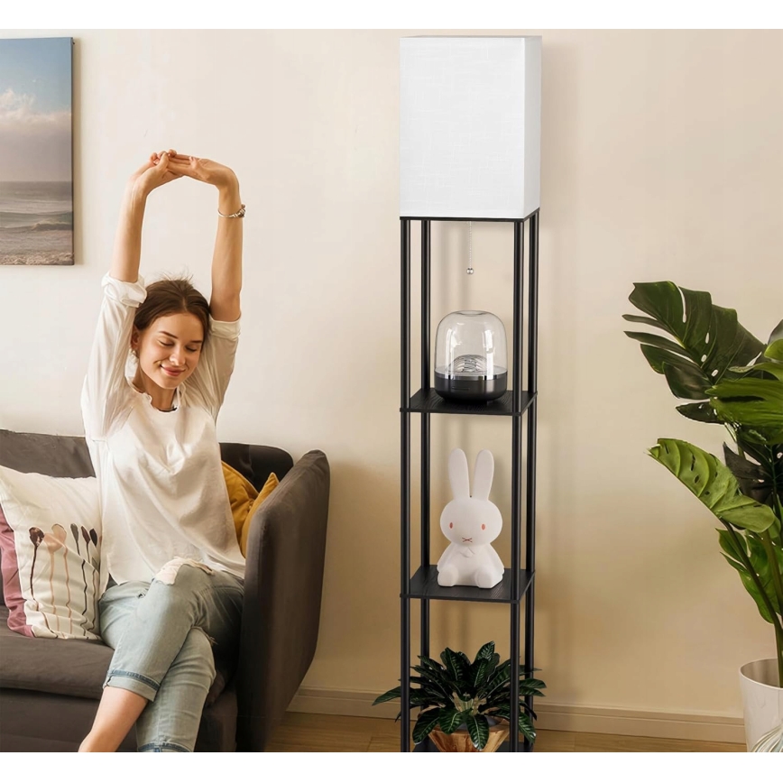 Golvlampa med hyllor 1xE27/40W/230V svart/vit