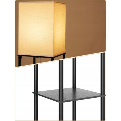 Golvlampa med hyllor 1xE27/40W/230V svart/vit