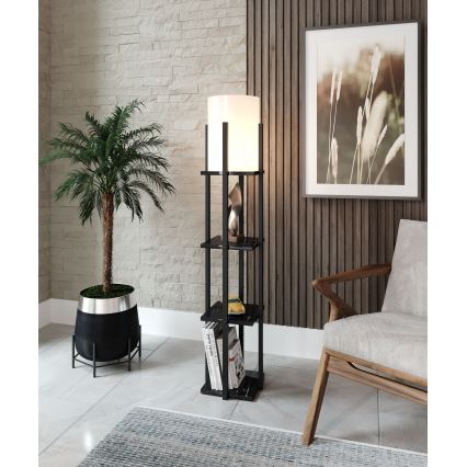 Golvlampa med hyllor NORA 1xE27/40W/230V svart