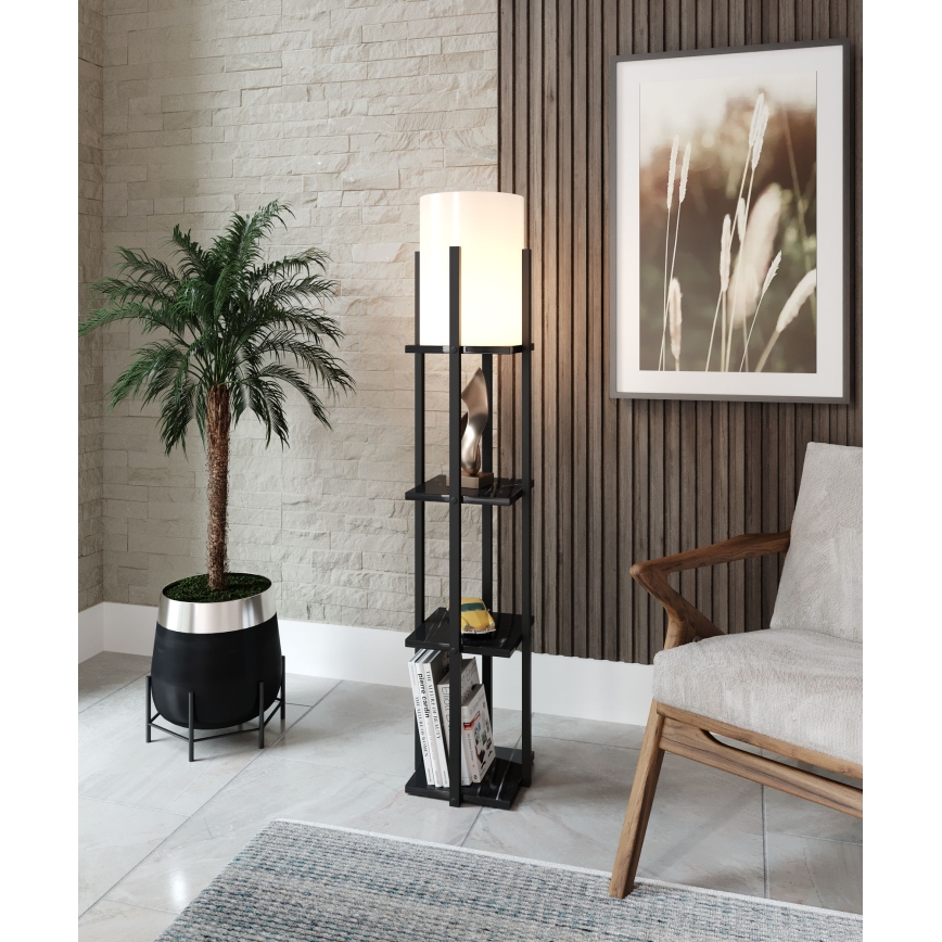 Golvlampa med hyllor NORA 1xE27/40W/230V svart