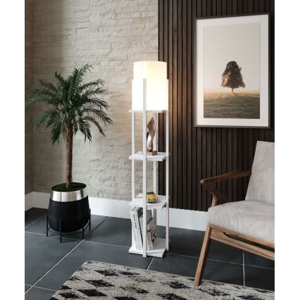 Golvlampa med hyllor NORA 1xE27/40W/230V vit