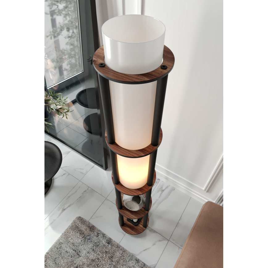 Golvlampa med hyllor NOTO 1xE27/40W/230V brun/svart