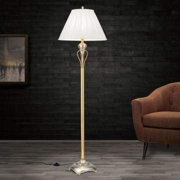 Golvlampa TIZIA 1xE27/60W/230V vit/guld/patina