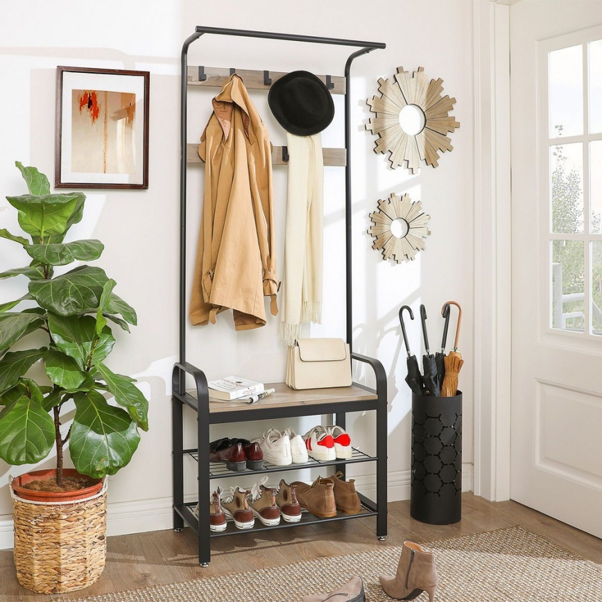 Golvstående klädhängare NAVOR brun/svart