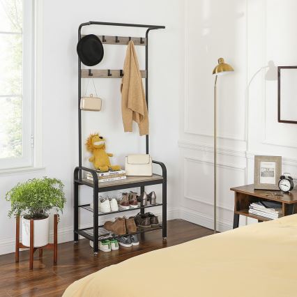 Golvstående klädhängare NAVOR brun/svart