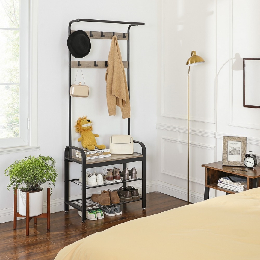 Golvstående klädhängare NAVOR brun/svart