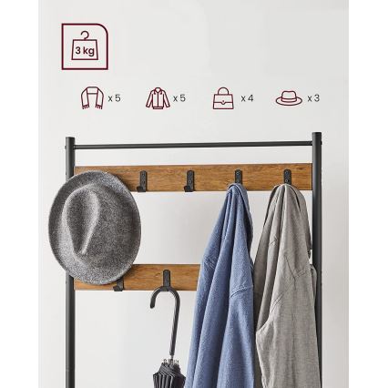 Golvstående klädhängare NAVOR, brun/svart