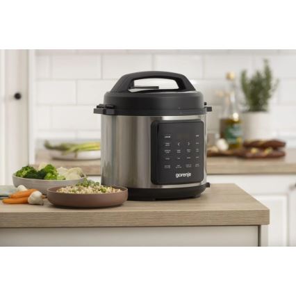 GORENJE GMC6SBK - Multifunktionell elektrisk gryta 6 l 8 i 1 1000W/230V rostfritt stål