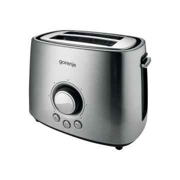 GORENJE T1000E - Brödrost för två skivor med brödvärmare, 1000 W/230 V, rostfritt stål