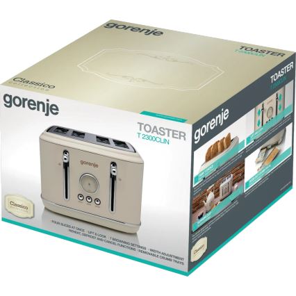 GORENJE T2300CLIN - Brödrost med fyra skåror 1150W/230V beige