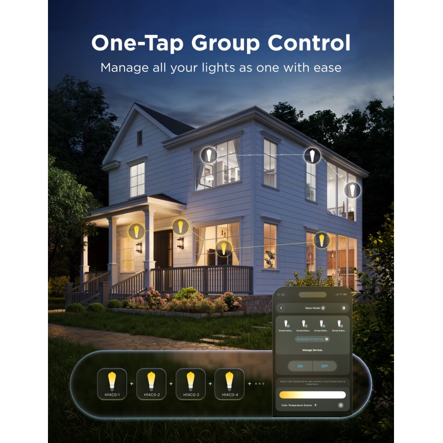 Govee - Set om 2 dimbara LED-lampor RGBWW Smart MATTER ST64 E27/5W/230V 2700-6500K Wi-Fi