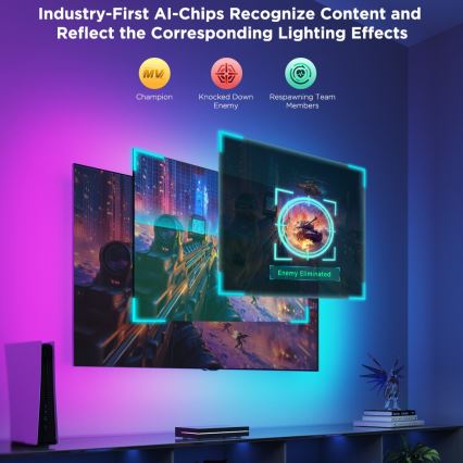 Govee - AI Sync Box 2 Smart TV RGBICW bakgrundsbelysning 55-65 Wi-Fi