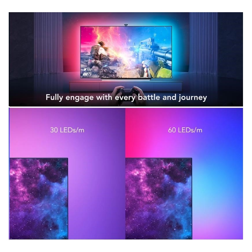 Govee - DreamView T2 DUAL TV 55-65 SMART LED bakgrundsbelyst RGBIC Wi-Fi + fjärrkontroll