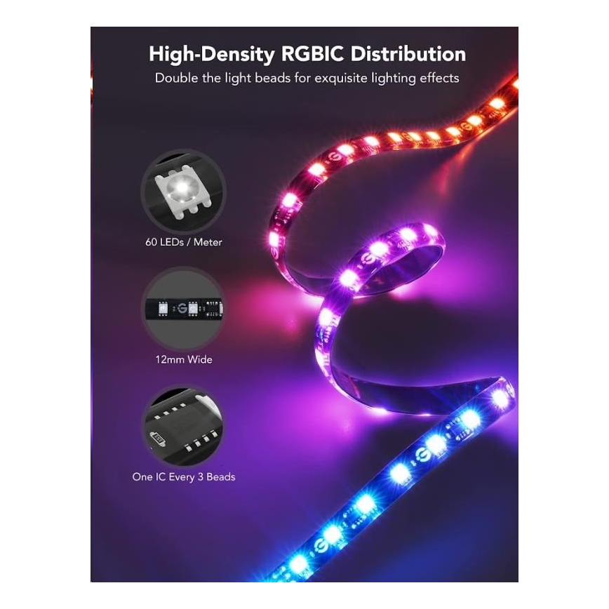 Govee - DreamView T2 DUAL TV 55-65 SMART LED bakgrundsbelyst RGBIC Wi-Fi + fjärrkontroll