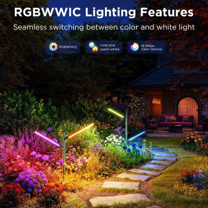 Govee - KIT 2x LED RGBICWW Ljusreglerad utomhus lampa LED/18W/230V IP66 2700-6500K Wi-Fi