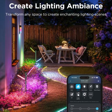 Govee - KIT 2x LED RGBICWW Ljusreglerad utomhus lampa LED/18W/230V IP66 2700-6500K Wi-Fi