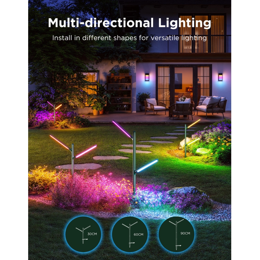 Govee - KIT 2x LED RGBICWW Ljusreglerad utomhus lampa LED/18W/230V IP66 2700-6500K Wi-Fi