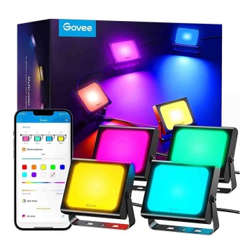 Govee - KIT 4x Flood Lights utomhus SMART LED belysning Wi-Fi IP66