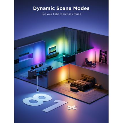 Govee - LED Dimbar golvlampa med en högtalare Pro RGBICWW 2200-6500K Wi-Fi + fjärrkontroll