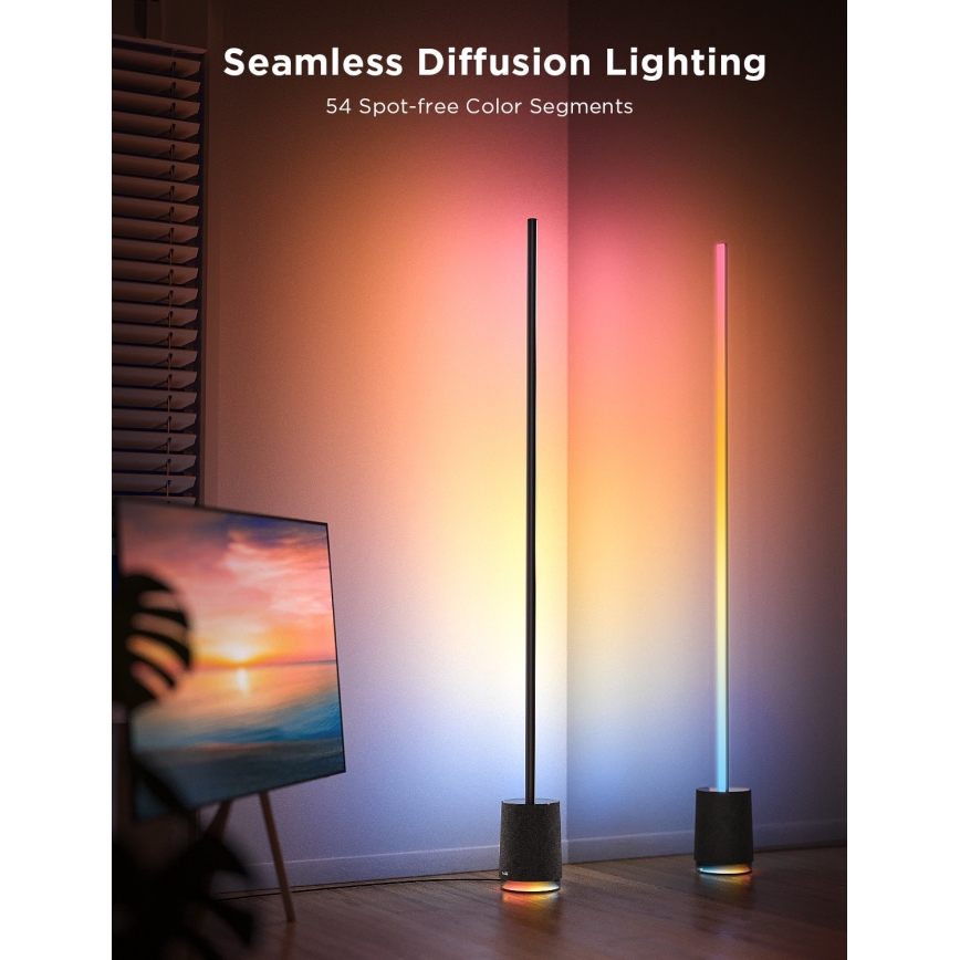 Govee - LED Dimbar golvlampa med en högtalare Pro RGBICWW 2200-6500K Wi-Fi + fjärrkontroll
