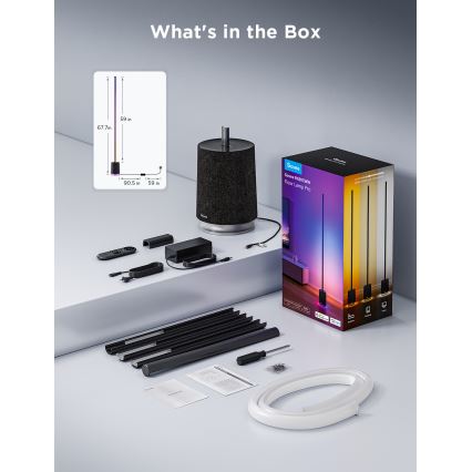 Govee - LED Dimbar golvlampa med en högtalare Pro RGBICWW 2200-6500K Wi-Fi + fjärrkontroll