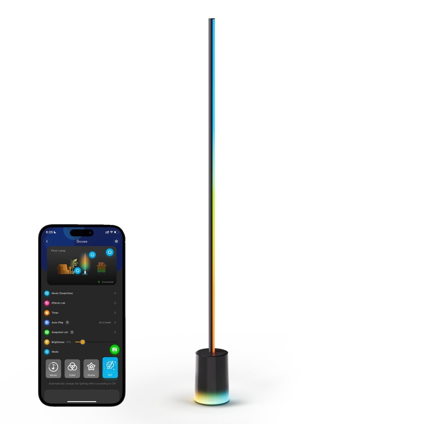 Govee - LED Dimbar golvlampa Smart MATTER LED RGBICWW 2200-6500K Wi-Fi + fjärrkontroll