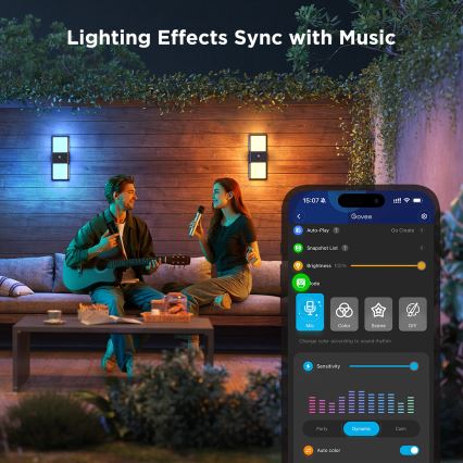 Govee - LED RGBIC Dimmbar utomhusvägglampa med sensor MATTER LED/230V IP65 2700-6500K Wi-Fi