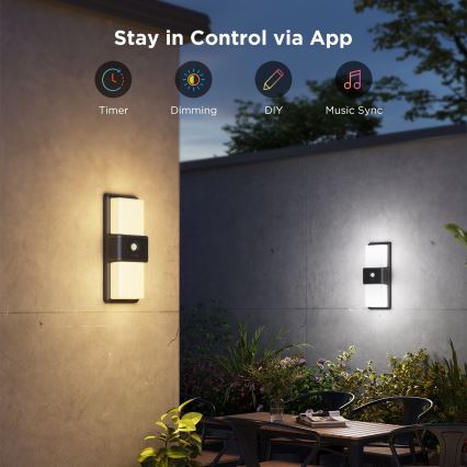 Govee - LED RGBIC Dimmbar utomhusvägglampa med sensor MATTER LED/230V IP65 2700-6500K Wi-Fi