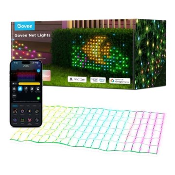 Govee - LED RGBIC ljusnät för utomhusbruk 143x85cm Wi-Fi Matter IP65