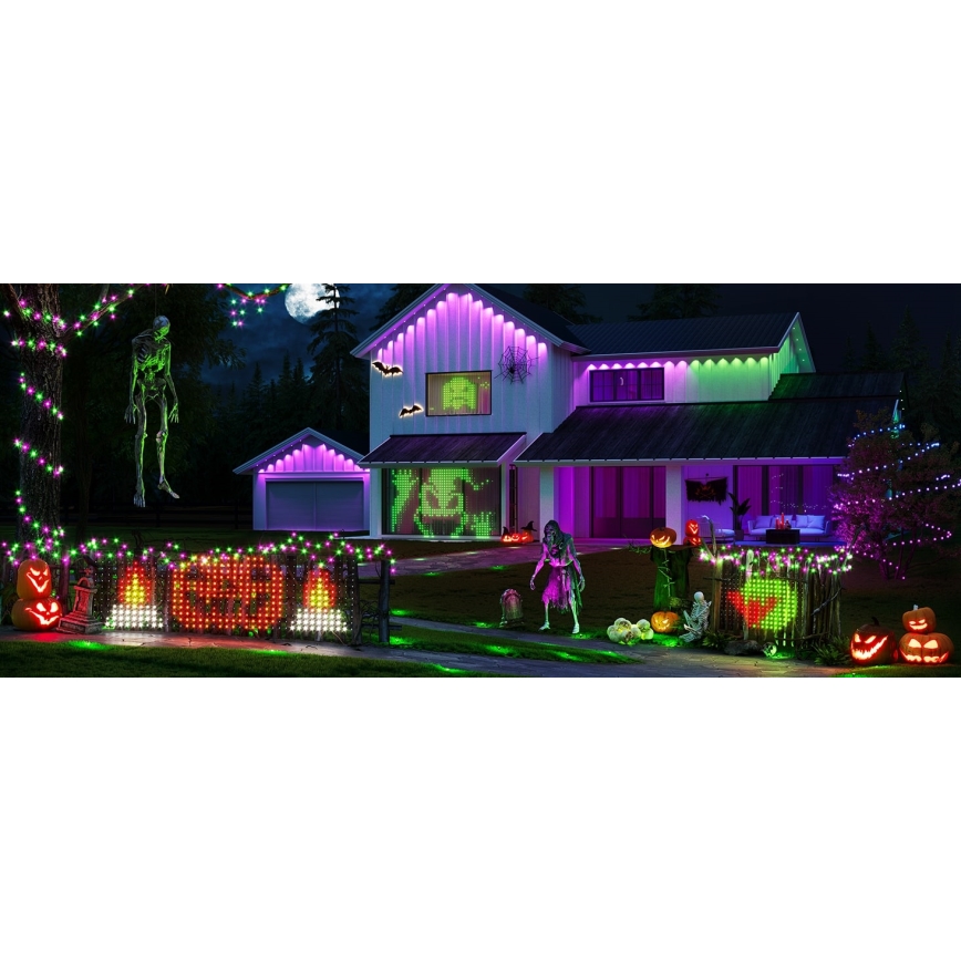 Govee - LED RGBIC ljusnät för utomhusbruk 143x85cm Wi-Fi Matter IP65