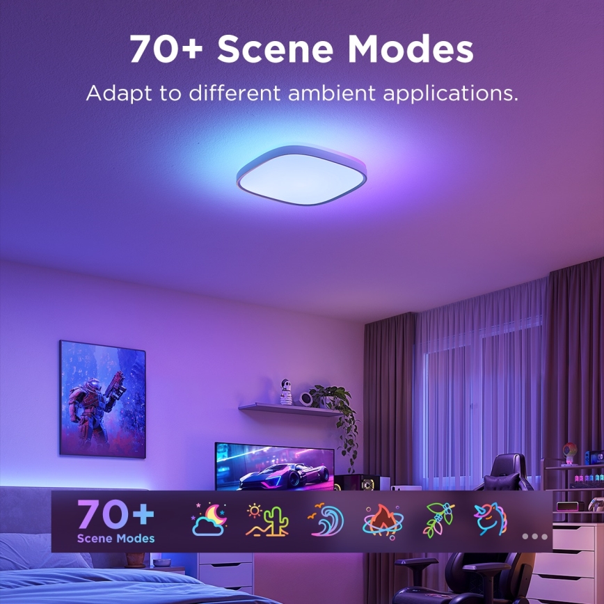 Govee - LED RGBIC Ljusreglerad taklampa LED/24W/230V 2700-6500K Wi-Fi 30x30 cm