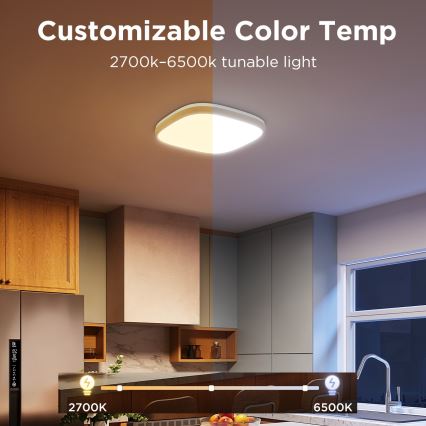 Govee - LED RGBIC Ljusreglerad taklampa LED/24W/230V 2700-6500K Wi-Fi 30x30 cm