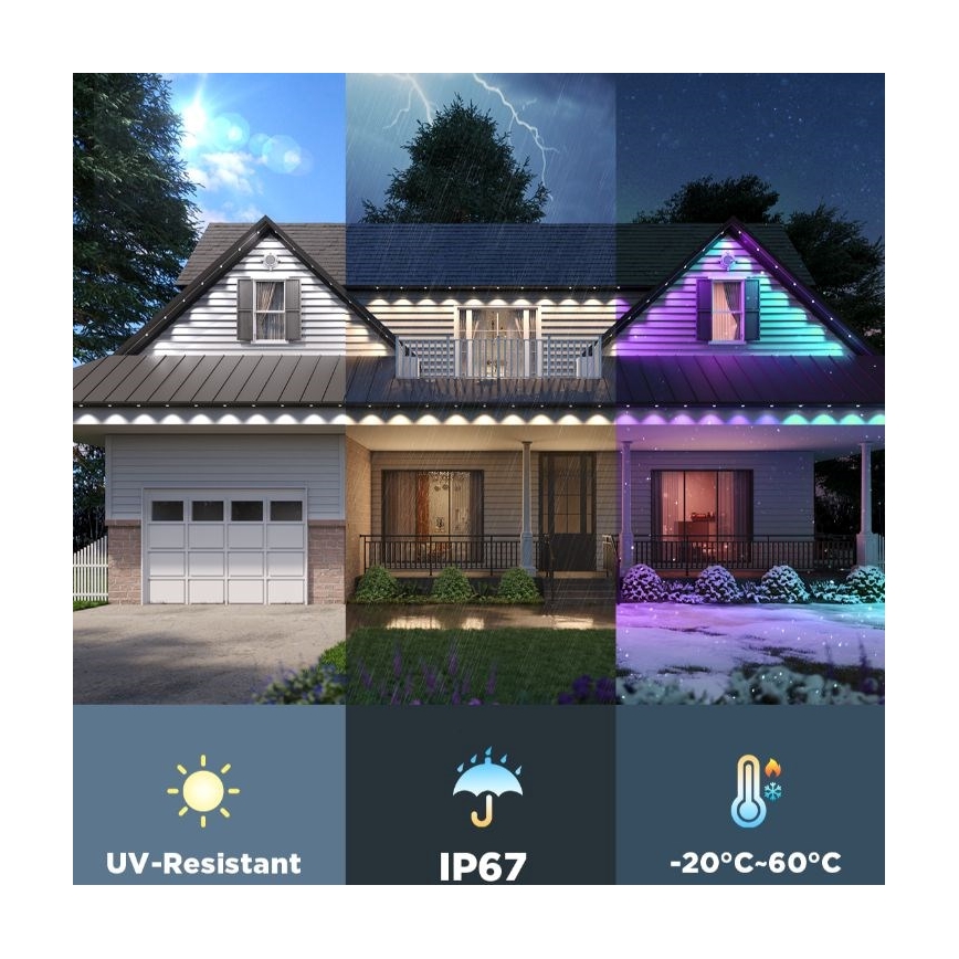 Govee - LED RGBIC-ljusslinga med downlights, 30 m, Wi-Fi, Matter, IP67