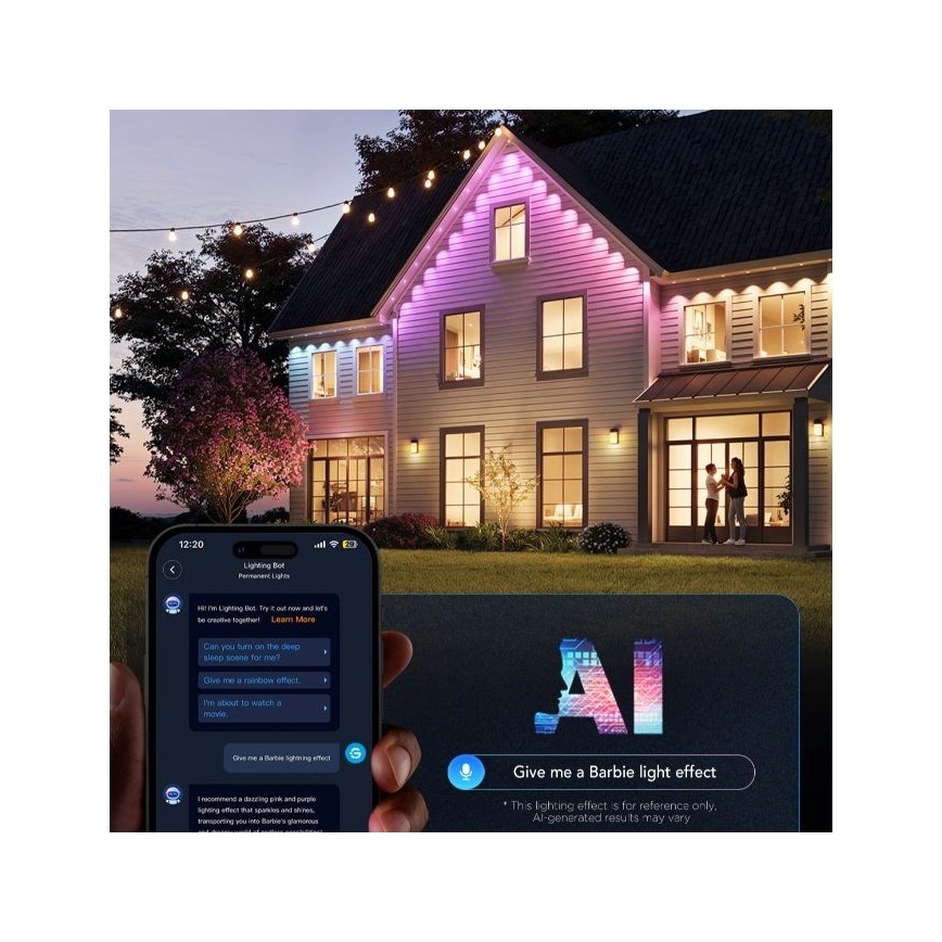 Govee - LED RGBIC-slinga med downlights, 30 m, Wi‑Fi, Matter, IP67