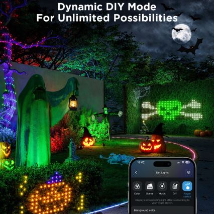 Govee - LED RGBIC Utomhusljusnät 143x85cm Wi-Fi Matter IP65