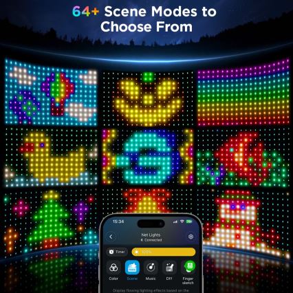 Govee - LED RGBIC Utomhusljusnät 143x85cm Wi-Fi Matter IP65