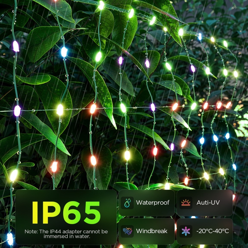 Govee - LED RGBIC Utomhusljusnät 143x85cm Wi-Fi Matter IP65