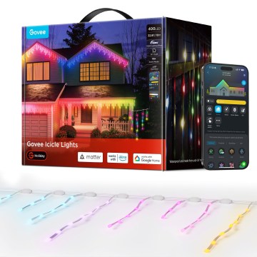 Govee - LED RGBIC Utomhusslinga med istappar 10m Wi-Fi Matter IP65