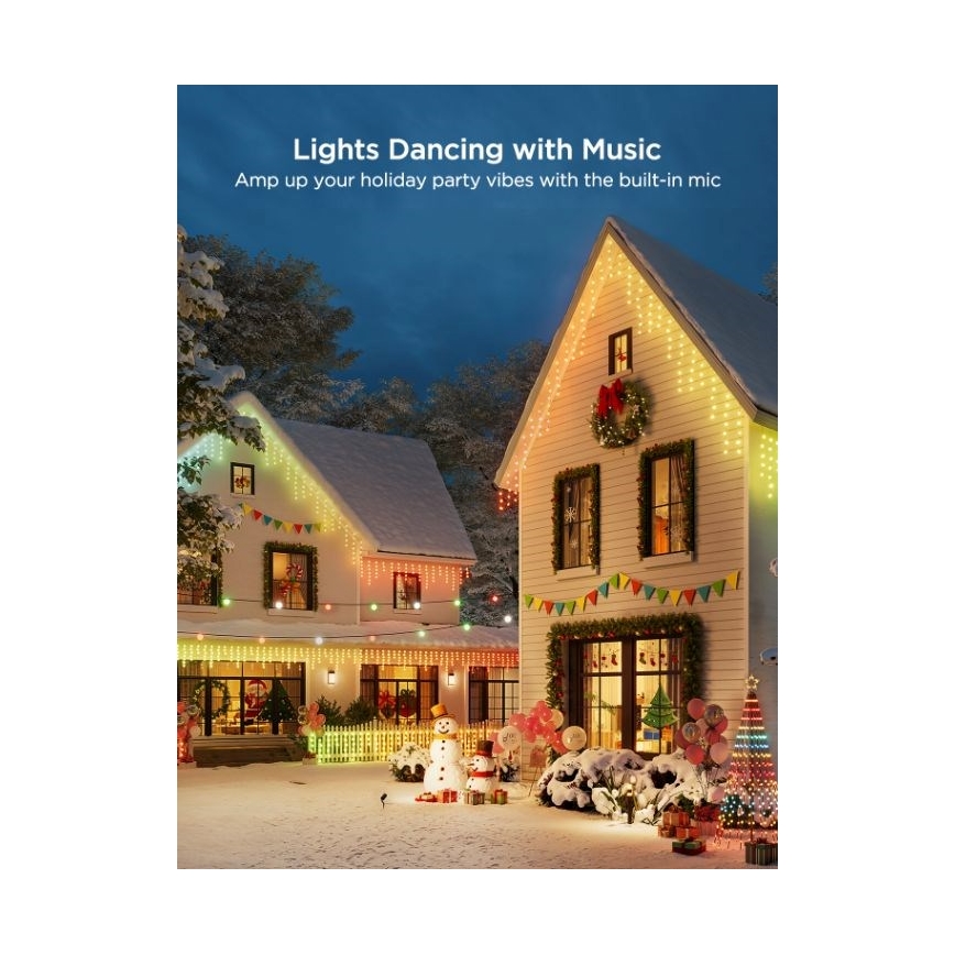 Govee - LED RGBIC Utomhusslinga Smart Istappar 10m Wi-Fi Matter IP65