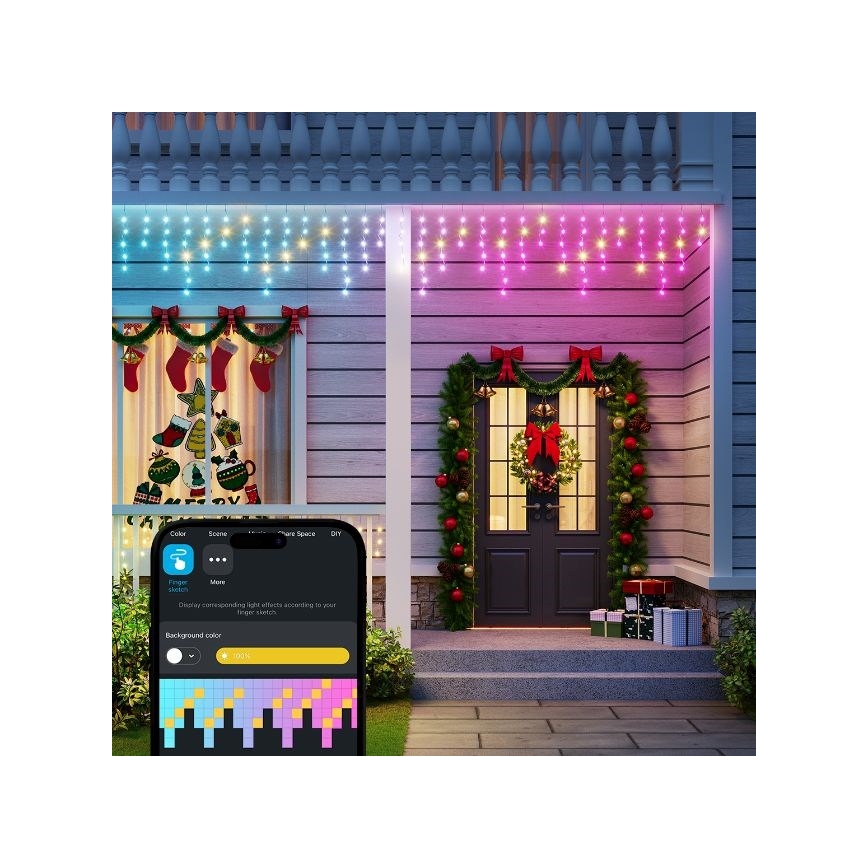 Govee - LED RGBIC Utomhusslinga Smart Istappar 10m Wi-Fi Matter IP65