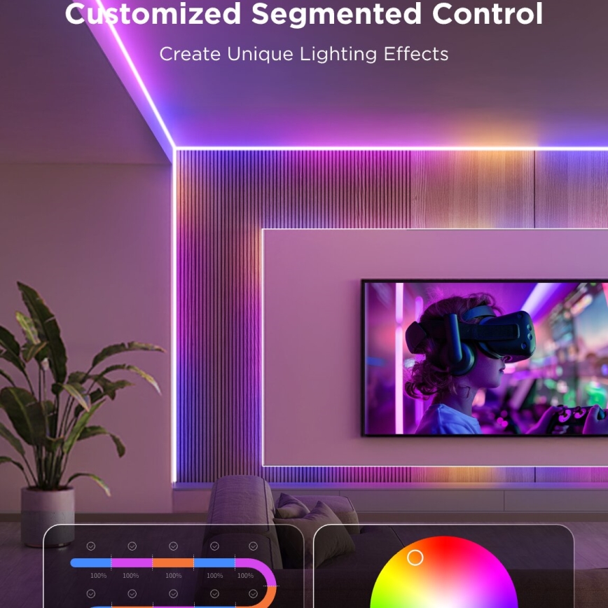 Govee - LED RGBICW Dimbar remsa COB 3780 dioder 3m Wi-Fi Matter