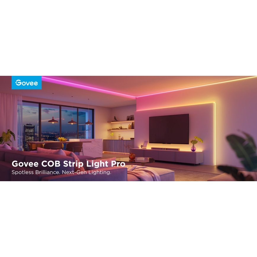 Govee - LED RGBICW Dimbar remsa COB 3780 dioder 3m Wi-Fi Matter