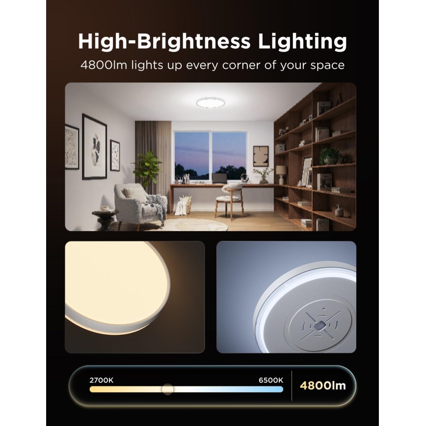Govee - LED RGBICWW Dimbbar taklampa LED/55W/230V Ø 46 cm Matter Wi-Fi
