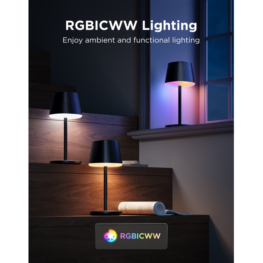Govee - LED RGBICWW Dimbbar bordslampa CLASSIC MATTER LED/10W/5V 4800mAh Wi-Fi